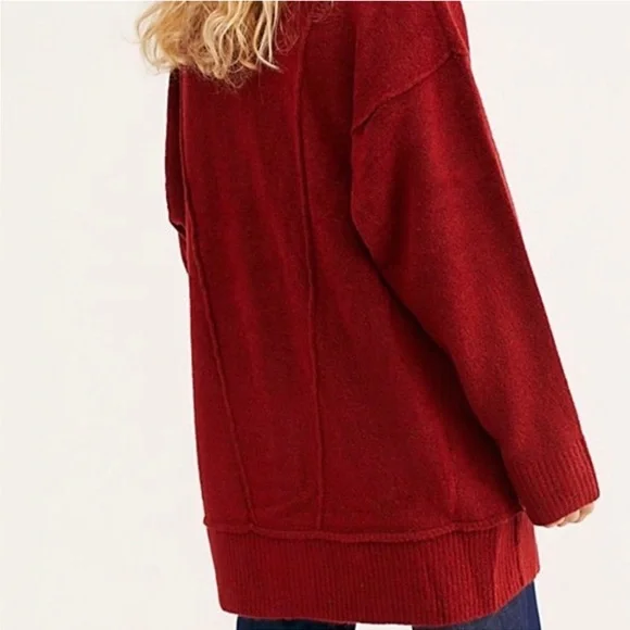 Free People Eucalyptus Cardigan — 5% Wool — Brick Red Heather - Picture 5 of 10